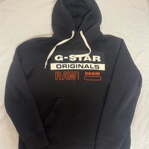 G-Star Men's Black and Orange Hoodie